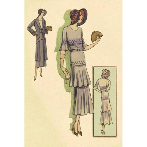 Springtime Dress in Lavender Black Modern Wood Framed Art Print by Vintage Fashion