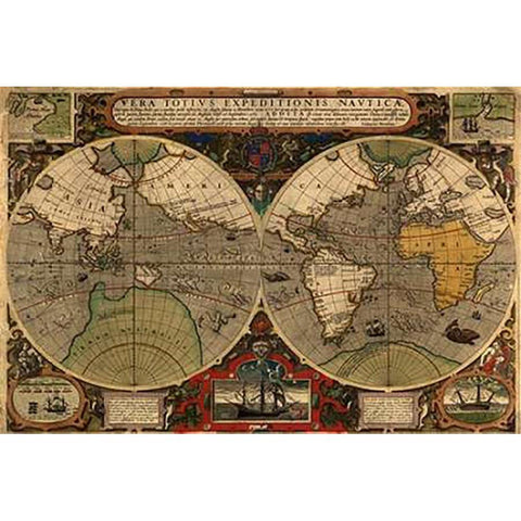 Vera Totius Expeditionis Nautica White Modern Wood Framed Art Print by Ortelius, Abraham