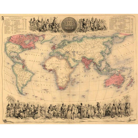 British Empire Throughout the World Black Modern Wood Framed Art Print with Double Matting by Bartholemew, John