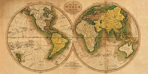 World Map White Modern Wood Framed Art Print with Double Matting by Carey, Matthew