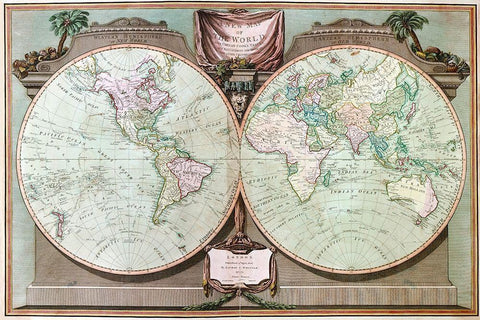 Imperial Sheet Atlas White Modern Wood Framed Art Print with Double Matting by Robert Laurie and James Whittle,