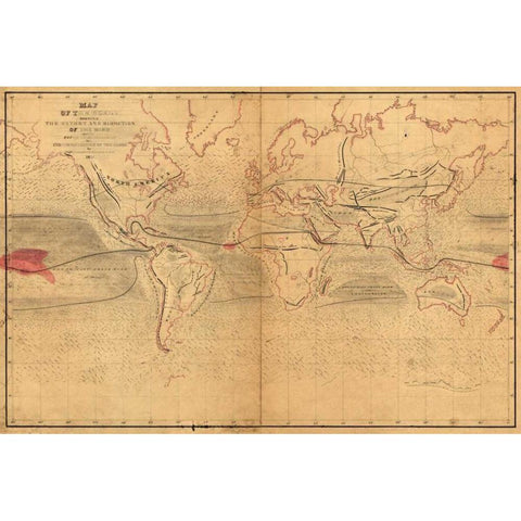 World Winds in Navigation Gold Ornate Wood Framed Art Print with Double Matting by Wilkes, Captain Charles