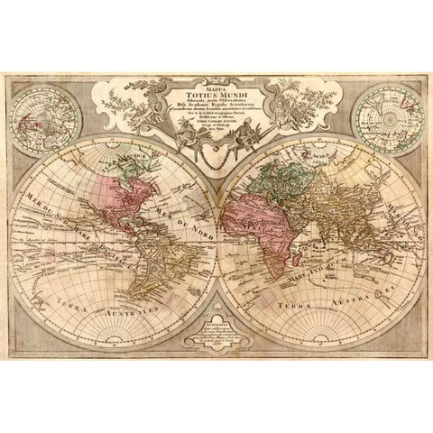 World Map Prepared for then French King Black Modern Wood Framed Art Print with Double Matting by De LIsle, Guillaume