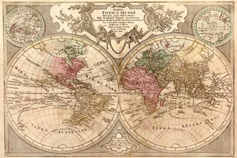 World Map Prepared for then French King Black Ornate Wood Framed Art Print with Double Matting by De LIsle, Guillaume