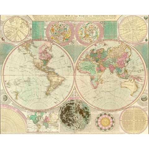 World Map Black Modern Wood Framed Art Print with Double Matting by Bowles, Carington