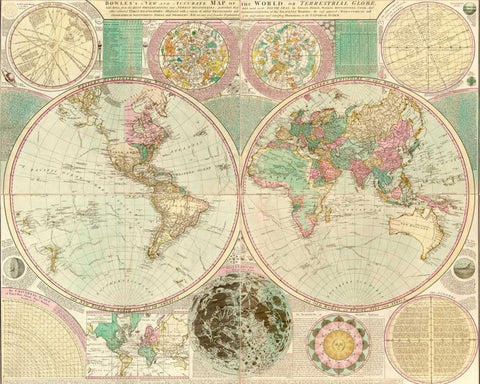 World Map White Modern Wood Framed Art Print with Double Matting by Bowles, Carington