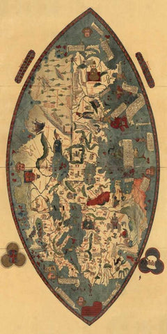 Genoese World Map White Modern Wood Framed Art Print with Double Matting by Toscanelli, Paolo del Pozzo