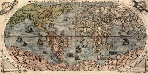 Universal Description of the Whole World Black Ornate Wood Framed Art Print with Double Matting by Forlani, Paolo
