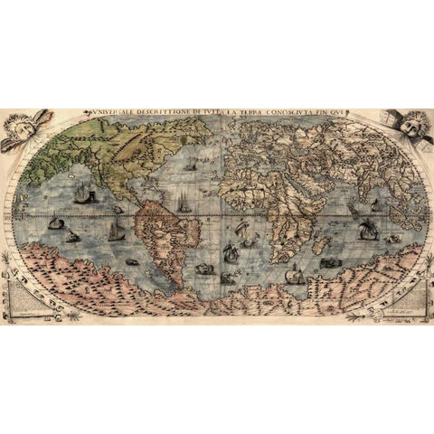 Universal Description of the Whole World Gold Ornate Wood Framed Art Print with Double Matting by Forlani, Paolo