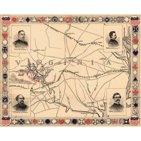 First Battle of Bull Run - Manassas Black Modern Wood Framed Art Print with Double Matting by Unknown