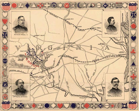 First Battle of Bull Run - Manassas Black Ornate Wood Framed Art Print with Double Matting by Unknown