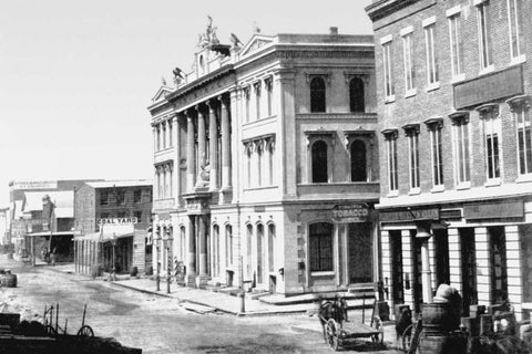 Merchants  Exchange, San Francisco, CA Black Ornate Wood Framed Art Print with Double Matting by Vintage San Francisco