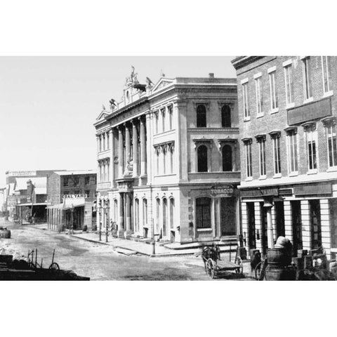 Merchants  Exchange, San Francisco, CA Black Modern Wood Framed Art Print by Vintage San Francisco