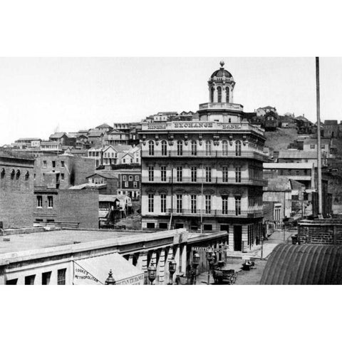 Montgomery St., San Francisco, CA White Modern Wood Framed Art Print by Vintage San Francisco