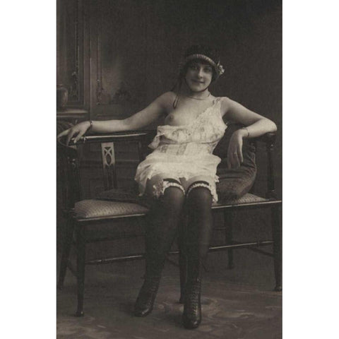 The Tranquility of the Drawing Room White Modern Wood Framed Art Print by Vintage Nudes