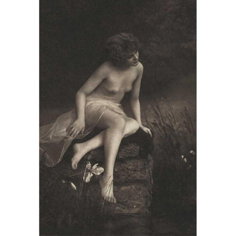 Beside the Pond White Modern Wood Framed Art Print by Vintage Nudes