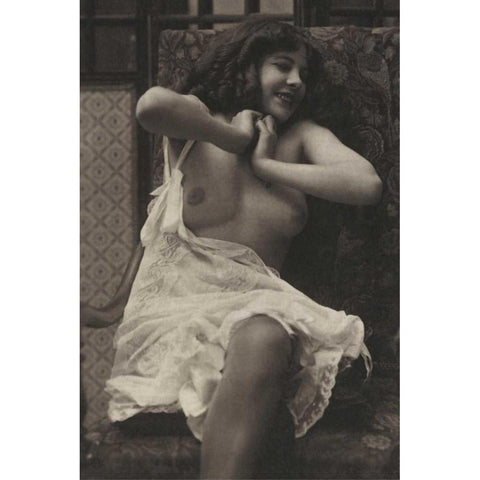 Sudden Joy White Modern Wood Framed Art Print by Vintage Nudes