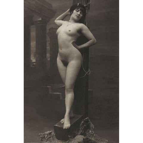 The Ultimate Sacrifice White Modern Wood Framed Art Print by Vintage Nudes