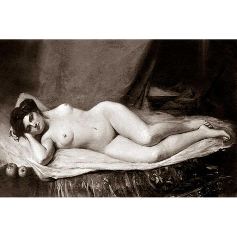 Sensuality Gold Ornate Wood Framed Art Print with Double Matting by Vintage Nudes