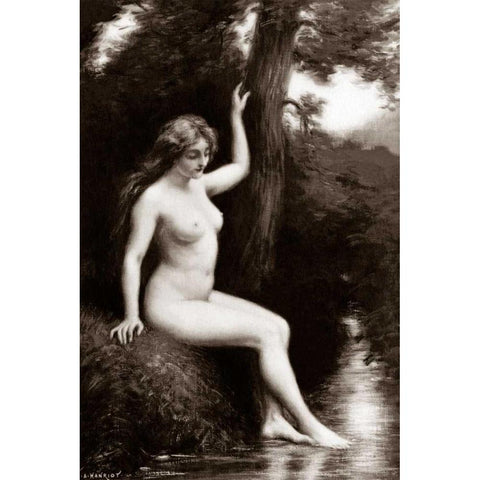 The Stream Black Modern Wood Framed Art Print with Double Matting by Vintage Nudes