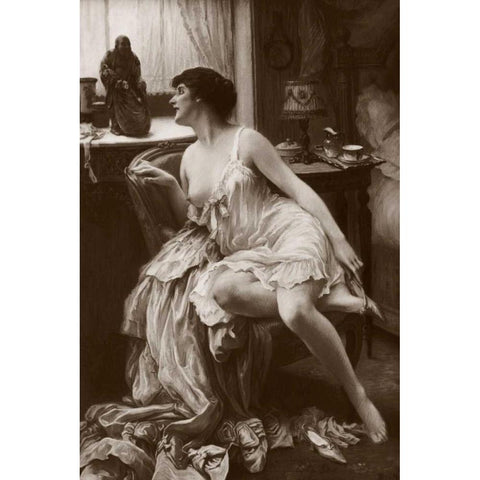 Le Magot Black Modern Wood Framed Art Print with Double Matting by Vintage Nudes