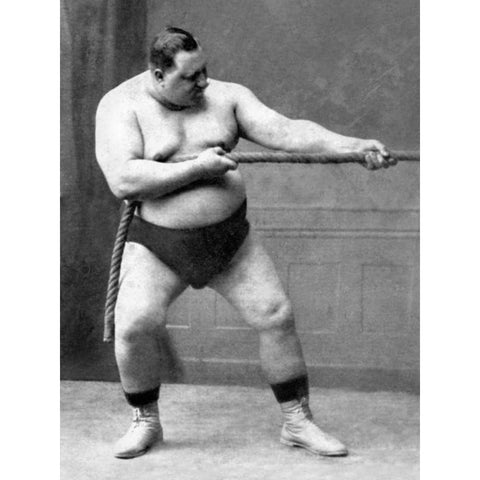 Tug of War Flex White Modern Wood Framed Art Print by Vintage Muscle Men