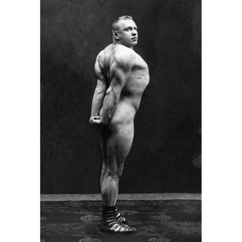 Profile of Arm, Shoulder, and Upper Back Flex White Modern Wood Framed Art Print by Vintage Muscle Men