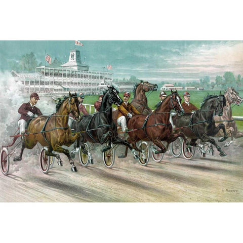 A Dash for the Pole White Modern Wood Framed Art Print by Currier and Ives