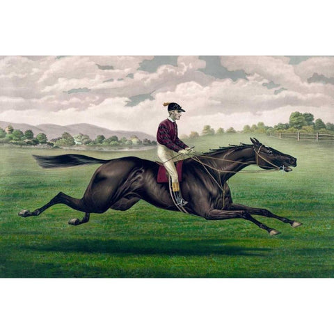 Parole: brown gelding, by Imp. Leamington, dam Maiden by Lexington Black Modern Wood Framed Art Print with Double Matting by Currier and Ives