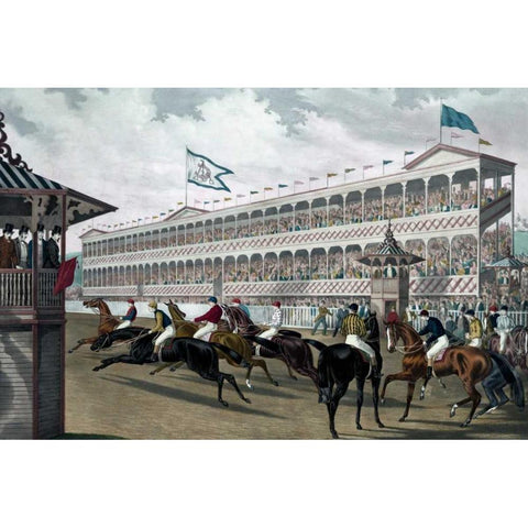 The False Start, Jerome Park, N.Y. Black Modern Wood Framed Art Print by Robertson, Wm. C.