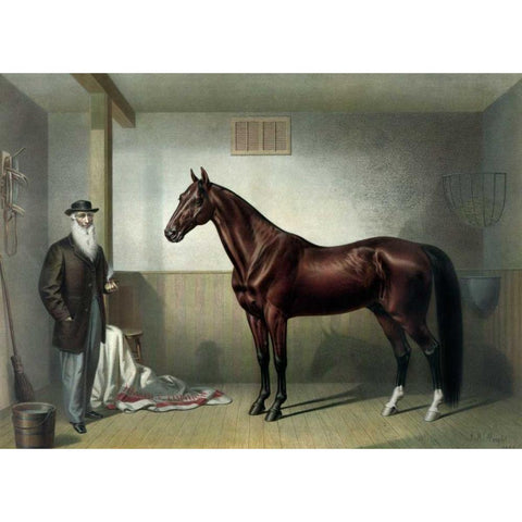 Rysdyks Hambletonian Black Modern Wood Framed Art Print by Currier and Ives