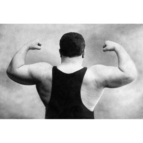 Russian Wrestlers Back and Shoulders White Modern Wood Framed Art Print by Vintage Wrestler