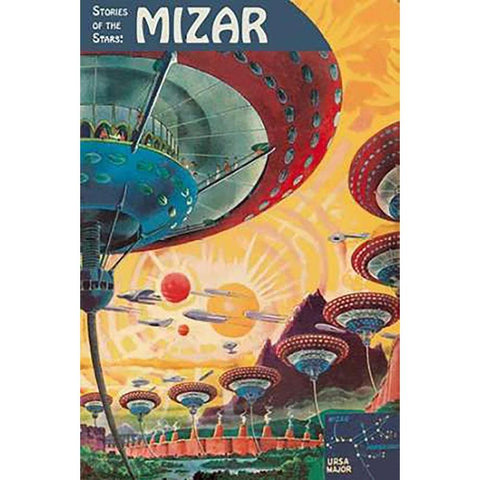 Retrosci-fi: Storeis of the Stars - Floating Colonies of Mizar Gold Ornate Wood Framed Art Print with Double Matting by Paul, Frank R.