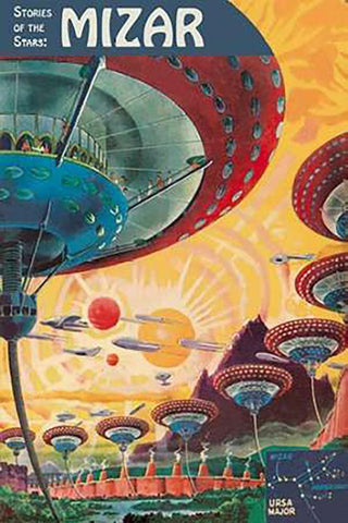 Retrosci-fi: Storeis of the Stars - Floating Colonies of Mizar White Modern Wood Framed Art Print with Double Matting by Paul, Frank R.