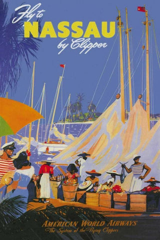 Fly to Nassau by Clipper White Modern Wood Framed Art Print with Double Matting by Von Arenburg