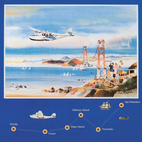 50th Anniversary of the China Clipper White Modern Wood Framed Art Print with Double Matting by Unknown