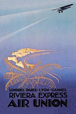 Riviera Express Air Union Black Ornate Wood Framed Art Print with Double Matting by Maurus, E.