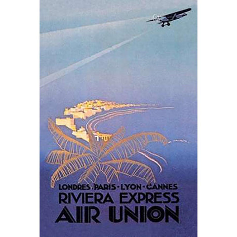 Riviera Express Air Union Black Modern Wood Framed Art Print by Maurus, E.