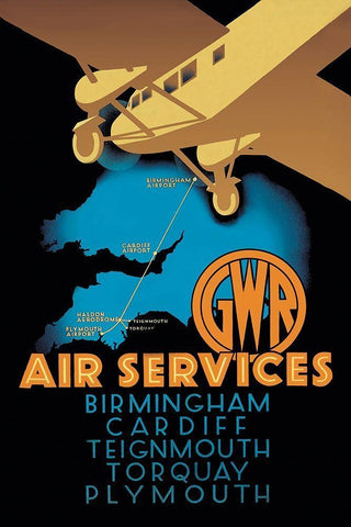 GWR Air Services Black Ornate Wood Framed Art Print with Double Matting by Ralph,