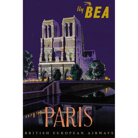 Fly BEA Paris White Modern Wood Framed Art Print by Padden, Dapne