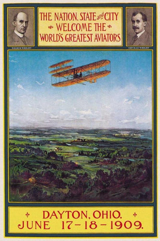 Dayton, Ohio Welcomes the Wright Brothers Black Ornate Wood Framed Art Print with Double Matting by Walker Litho