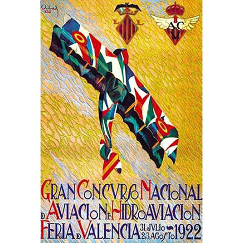 Gran Concurso Nacional de Aviacion y Hidroaviacion Black Modern Wood Framed Art Print with Double Matting by Abad