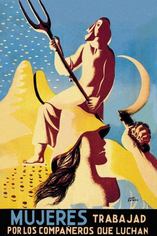 Mujeres Trabajad Por Los Companeros Que Luchan White Modern Wood Framed Art Print with Double Matting by Unknown