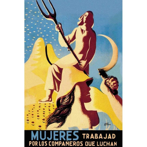Mujeres Trabajad Por Los Companeros Que Luchan White Modern Wood Framed Art Print by Unknown