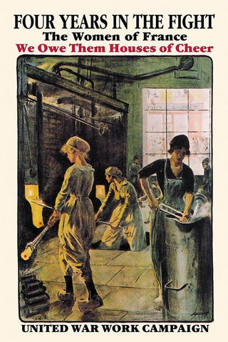 Four Years in the Fight: The Women of France, 1918 White Modern Wood Framed Art Print with Double Matting by Jonas, Lucien