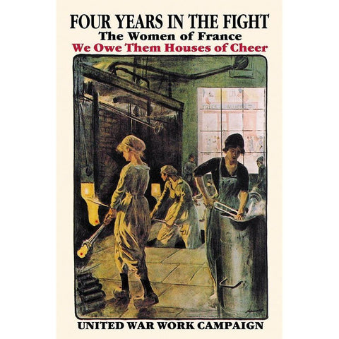 Four Years in the Fight: The Women of France, 1918 Black Modern Wood Framed Art Print by Jonas, Lucien