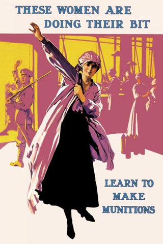 These Women Are Doing Their Bit: Learn to Make Munitions White Modern Wood Framed Art Print with Double Matting by Unknown