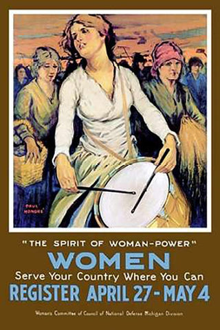 The Spirit of Woman-Power White Modern Wood Framed Art Print with Double Matting by Honore