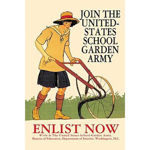 Join the United States School Garden Army Black Modern Wood Framed Art Print by Penfield, Edward