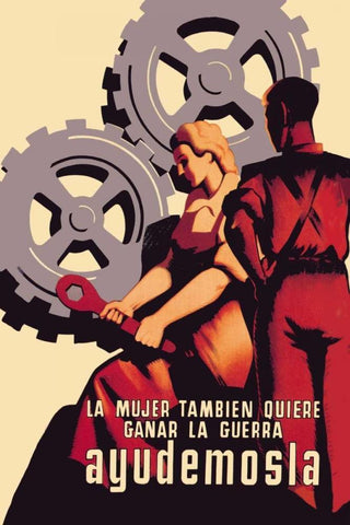La Mujer Tambien Quiere Ganar La Guerra Ayudemosla Black Ornate Wood Framed Art Print with Double Matting by Unknown
